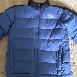 Blue north face puffer